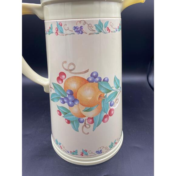 Vtg 1980s Corningware insulated carafe "Abundance" pattern autumn fruits pitcher - Picture 2 of 8